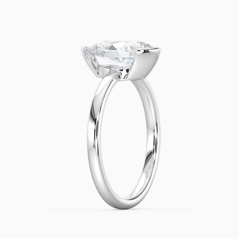 Auriya 14K Gold Lab Grown Diamond Pear Shape Half Bezel Solitaire Engagement Ring 1.00 - 5.00ct. tw. (F-G, VS)