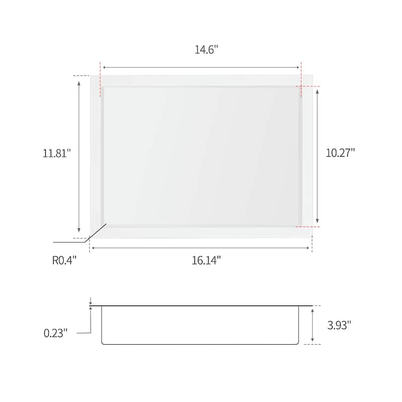 Stainless Steel 18 Gauge White Cream Rectangular Recessed Shower Niche - 16"x12"