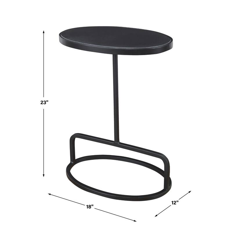 Oval Marble Top Side Table - 23" - Black