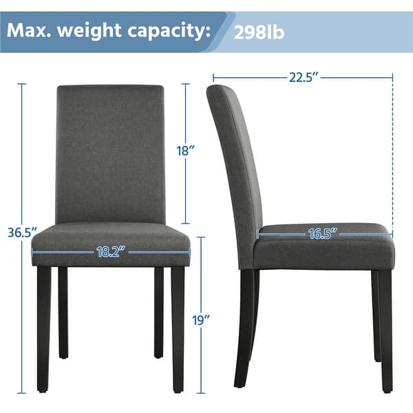 dimension image slide 1 of 3, Yaheetech 4pcs Upholstered Fabric Dining Chairs with Solid Wood Legs For Dining Room - N/A