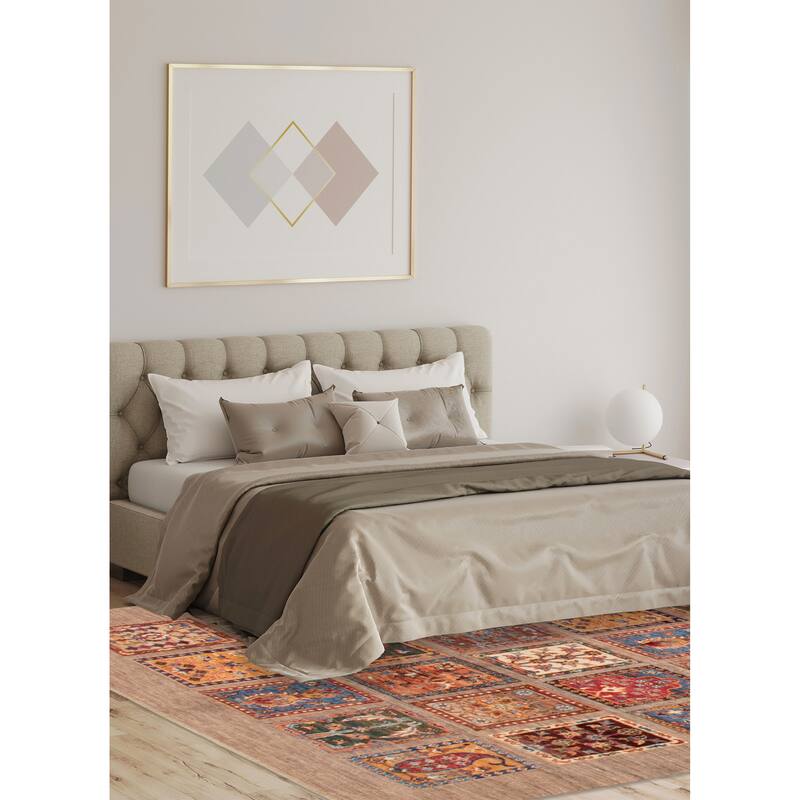 ECARPETGALLERY Hand-knotted Modern Ersari Taupe Wool Rug - 4'10 x 6'2