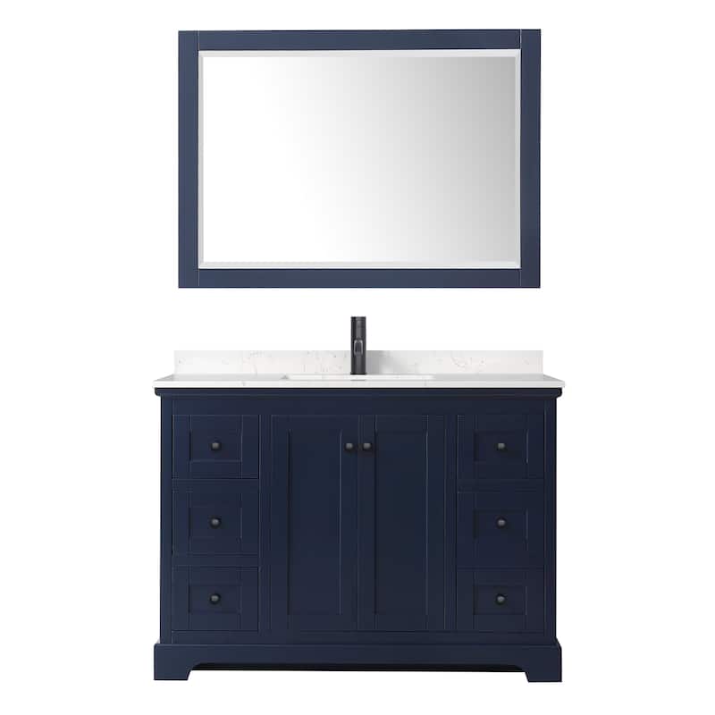 Avery 48 Inch Single Vanity, Cultured Marble Top, 46 Inch Mirror