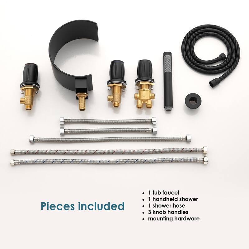Altair Recea Triple Handle Deck-Mount Roman Tub Faucet with Diverter and Handshower