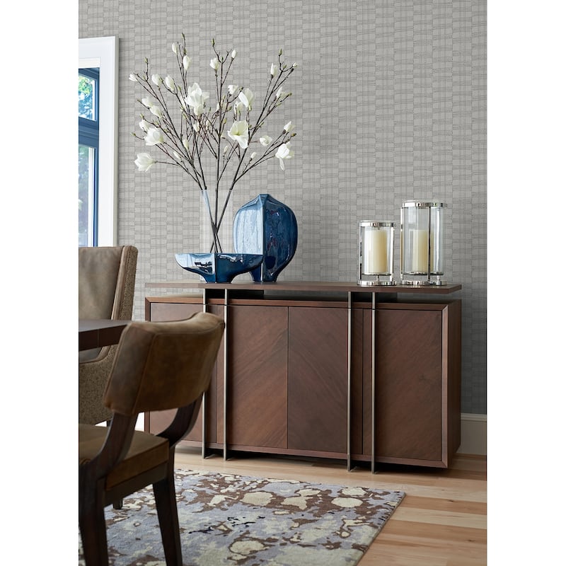 A-Street Prints Zorya Silver Embellished Stripe Wallpaper