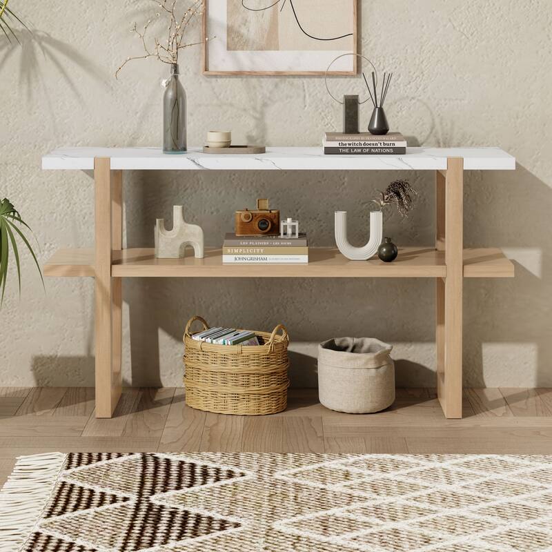 Wooden Base Multifunctional Console - Natural