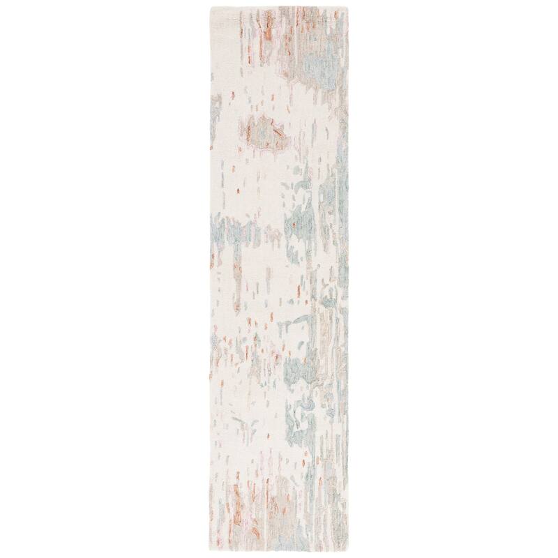 SAFAVIEH Handmade Metro Hayam French Country Wool Rug - 2'3" x 9' Runner - Ivory/Green