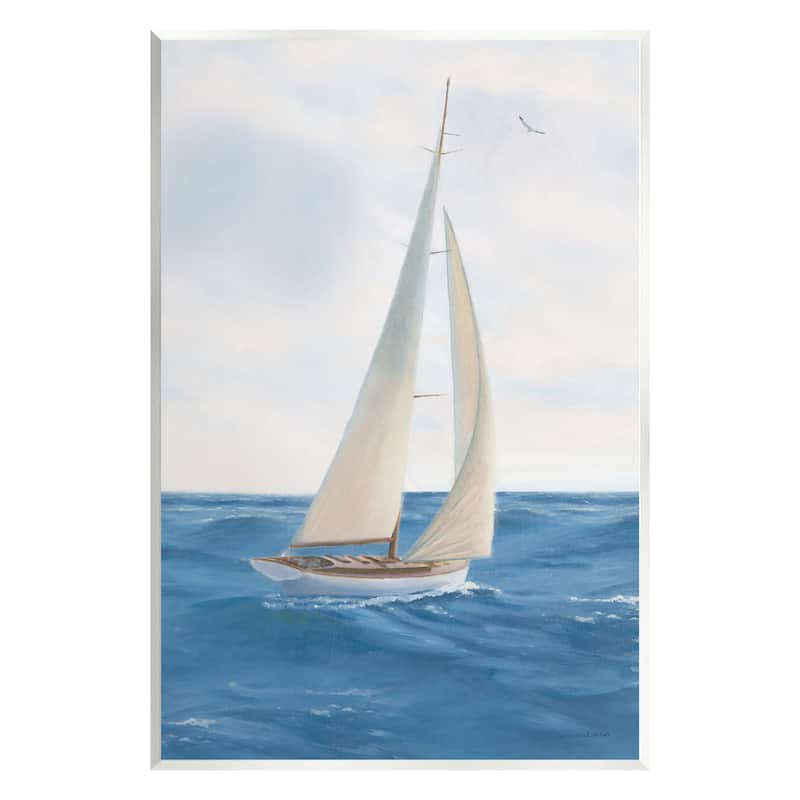 Stupell Sailboat in Ocean Waves Wall Plaque Art Design by James Wiens - 10 x 15