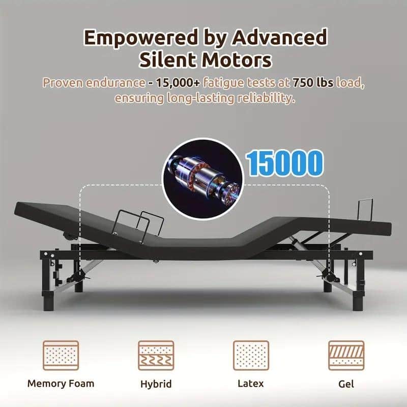 Adjustable Queen Bed Frame with Remote, USB Charging, Zero Gravity, Head/Foot Incline, Easy Assembly