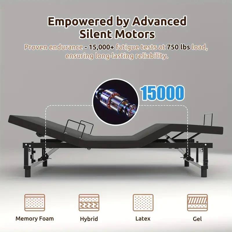 Adjustable Queen Bed Frame with Remote and USB Charging Station, Electric Bed Base,Head and Foot Incline