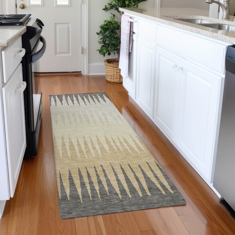 Premium Washable Super Soft Modern Spikes Mayfield Rug - Taupe - 2'3" x 7'6"