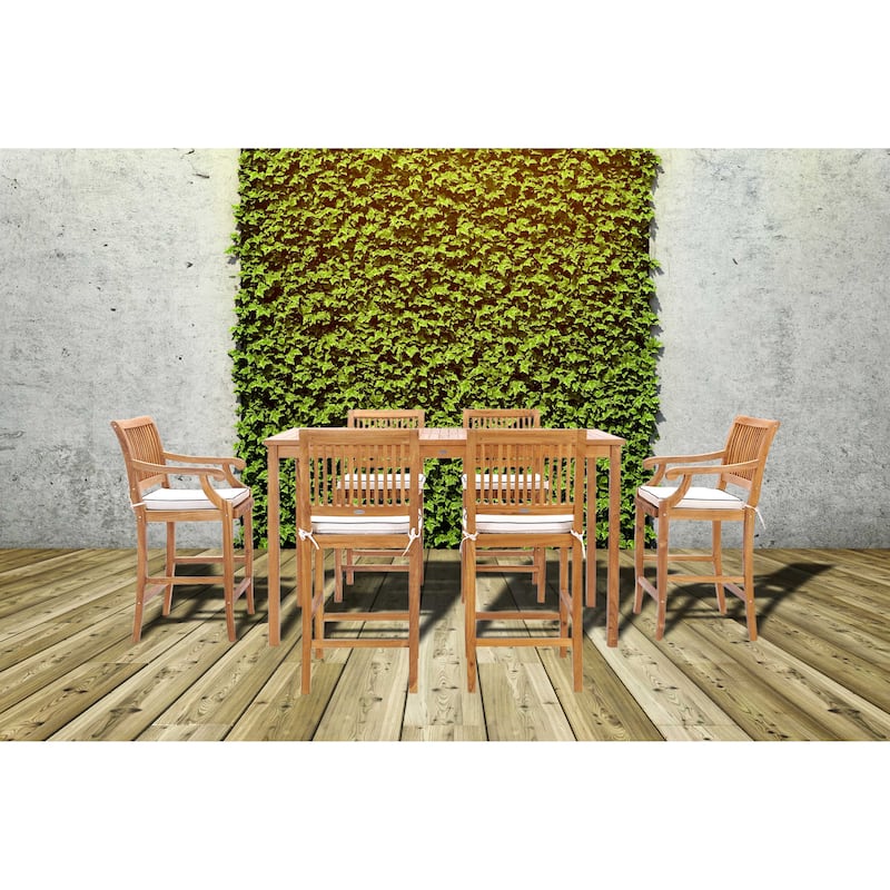 Chic Teak Maldives Rectangular Teak Wood Bistro Bar Table, 63 x 35 inch (table only)