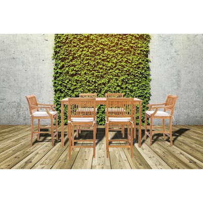 Chic Teak Maldives Rectangular Teak Wood Bistro Bar Table, 63 x 35 inch (table only)