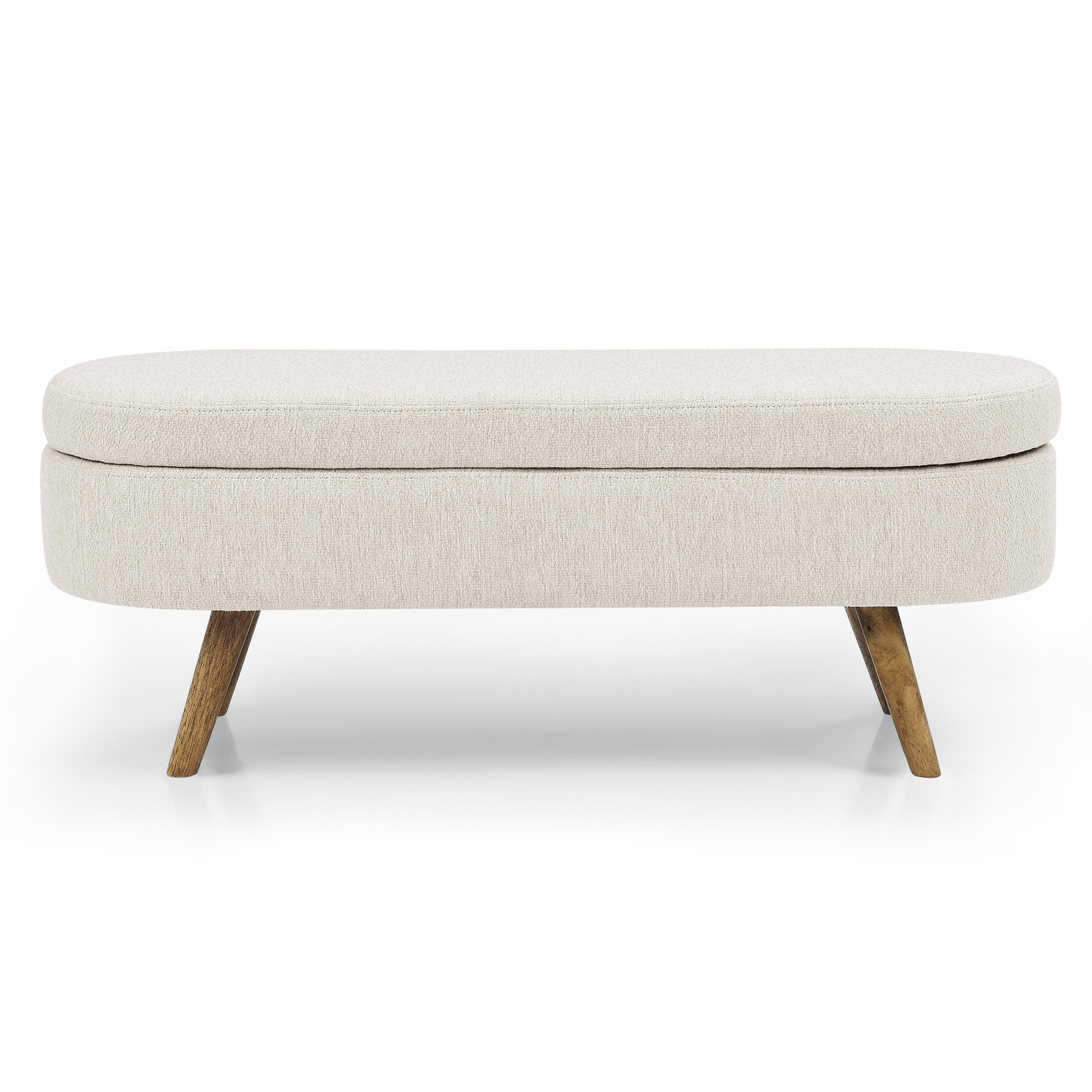Ottoman Oval Storage Bench with Rubber Wood Legs - 43.5"L x 16"W x 16"H