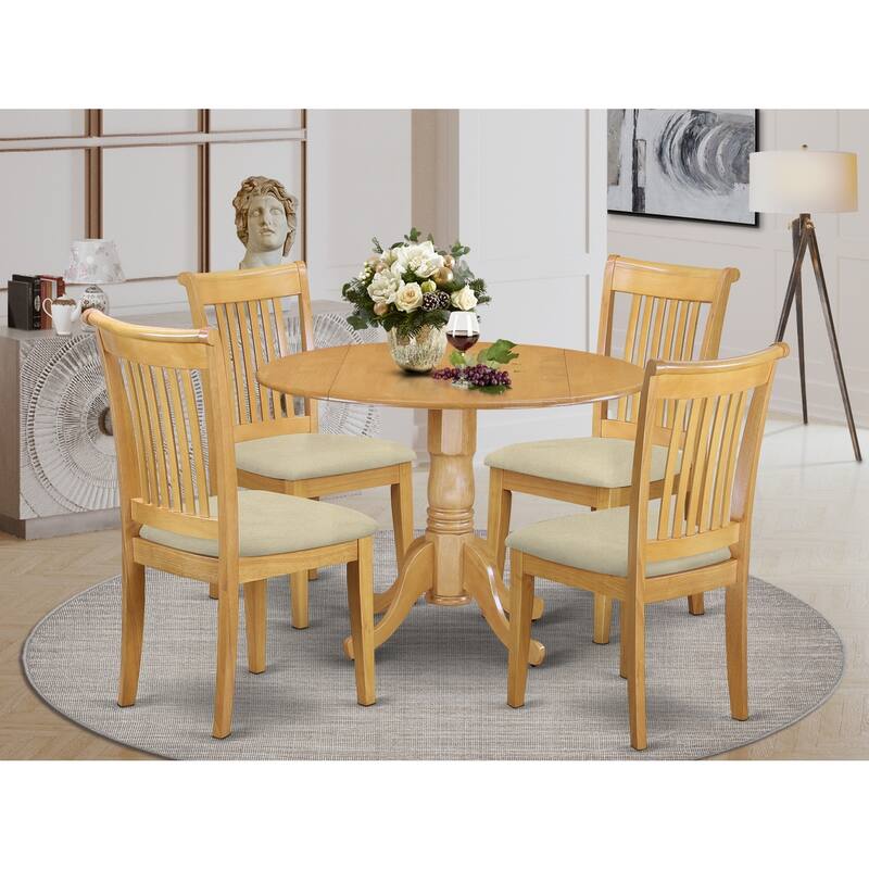 Kitchen Table Set 5 Piece - Dining Table & 4 Chairs - Asian Hardwood - Compact Design
