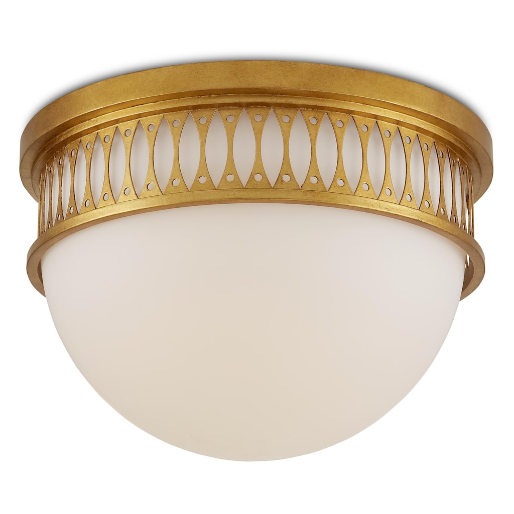 Currey & Company Lola 16.25" Gold LED Flush Mount - Contemporary Gold Leaf - 11.5"h x 16.25"dia.