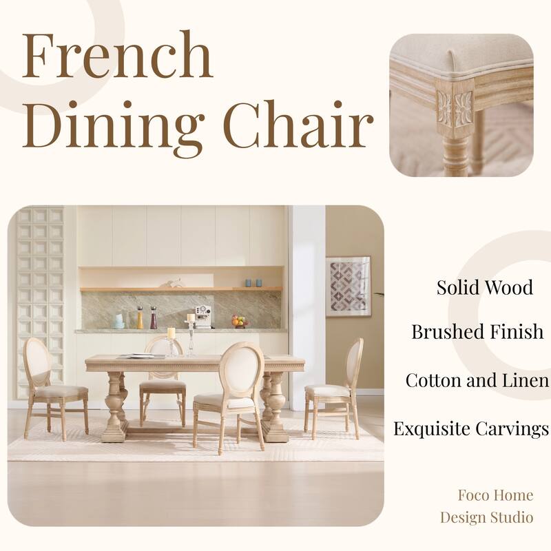 French Country Wire Drawing & Carving Techniques Dining Chairs with Backrest (Set of 2)