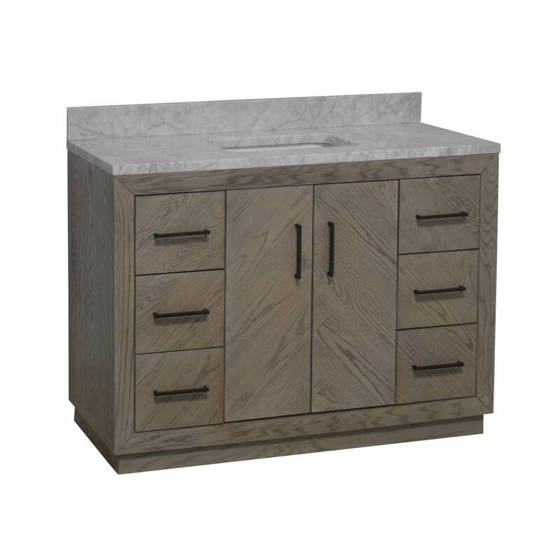 KitchenBathCollection Peyton 48" Bathroom Vanity with Carrara Marble Top