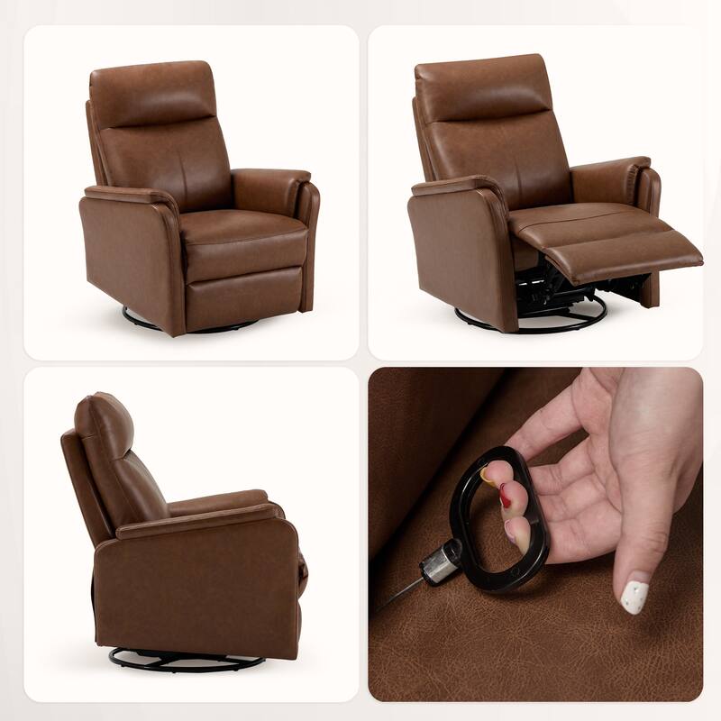 Fabric Recliner Sofa Chair - Swivel Rocking with XL Footrest - Single Seat for Living Room