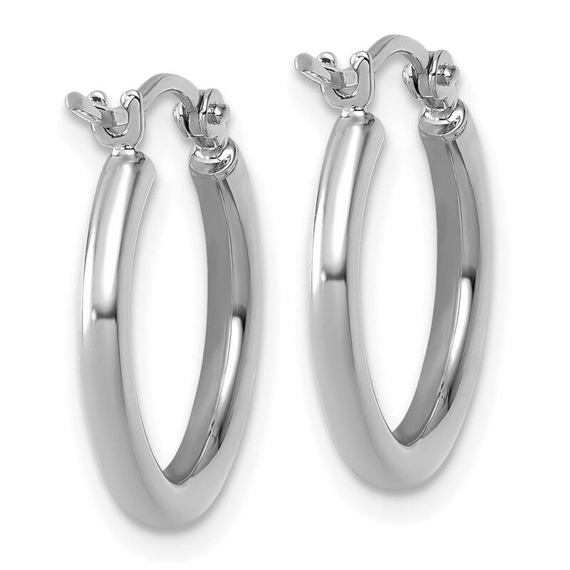 Curata 14k White Gold Polished Hoop Earrings - 17x17mm