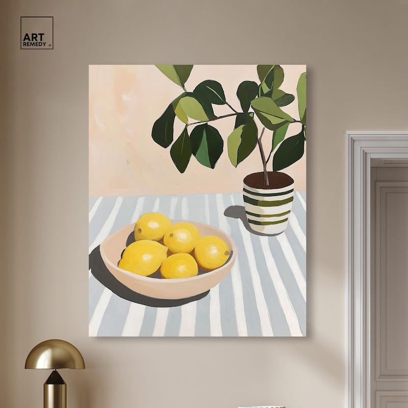Lemon with Green Canvas by Art Remedy, Gallery Wrapped