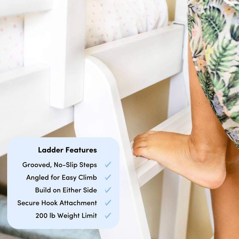Max and Lily Twin over Twin Low Bunk Bed with Ladder on End