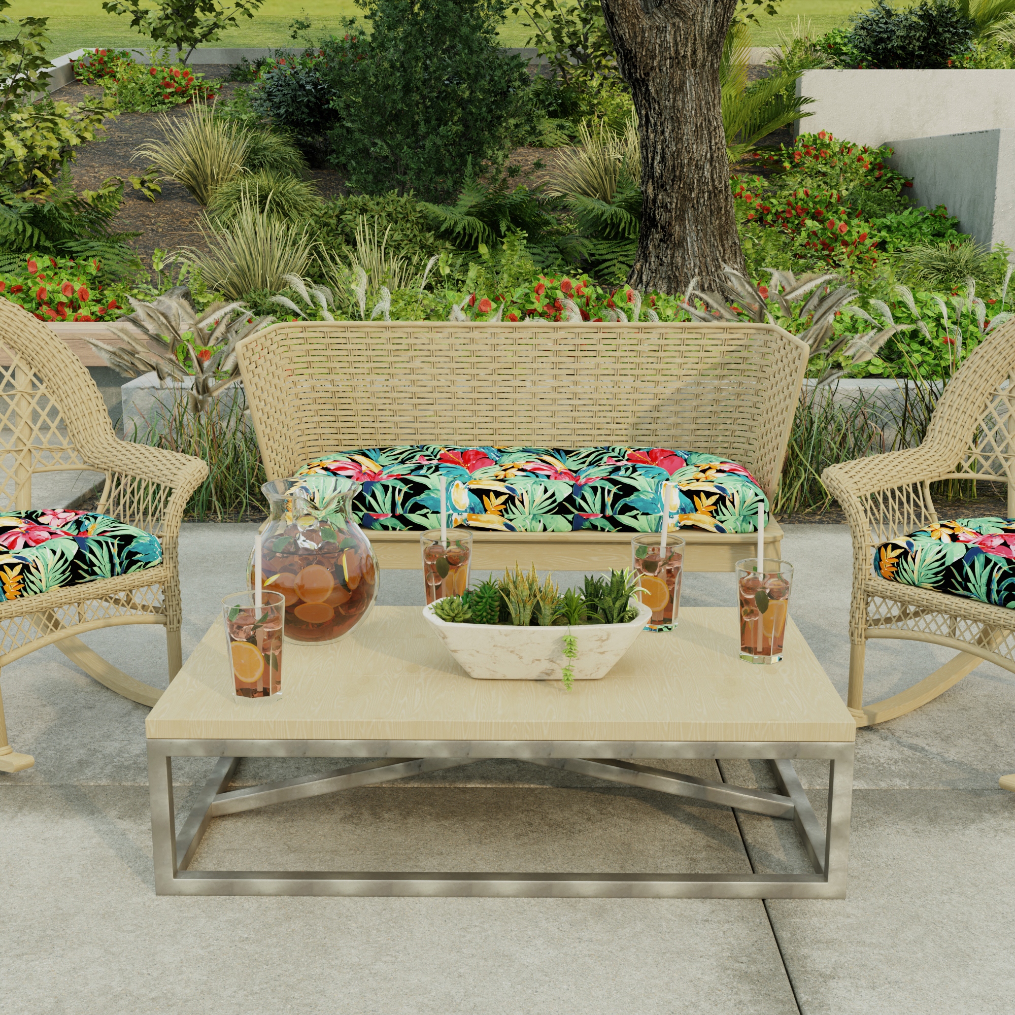 Black patio bench cushion best sale