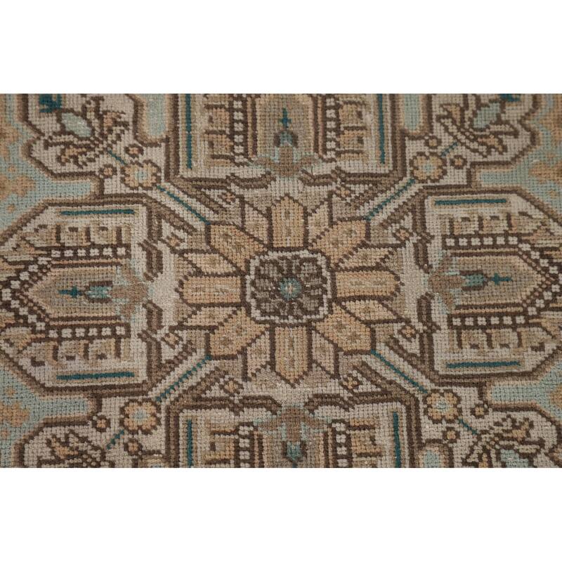 Geometric Tabriz Persian Vintage Rug Hand-Knotted Wool Carpet - 6'9"x 9'8"