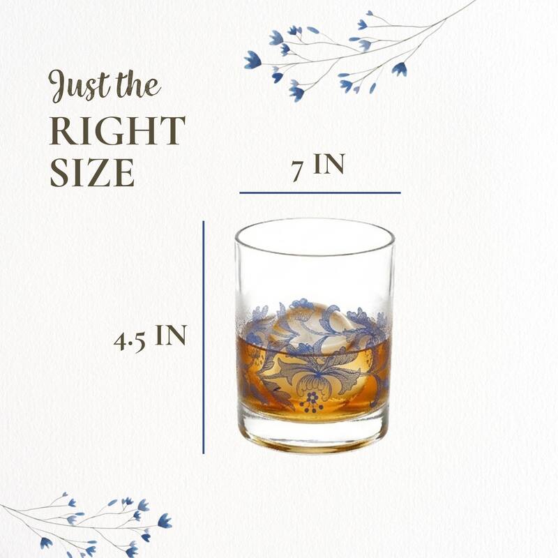 Spode Blue Italian Set of 4 Double Old Fashioned Glasses - 14 oz