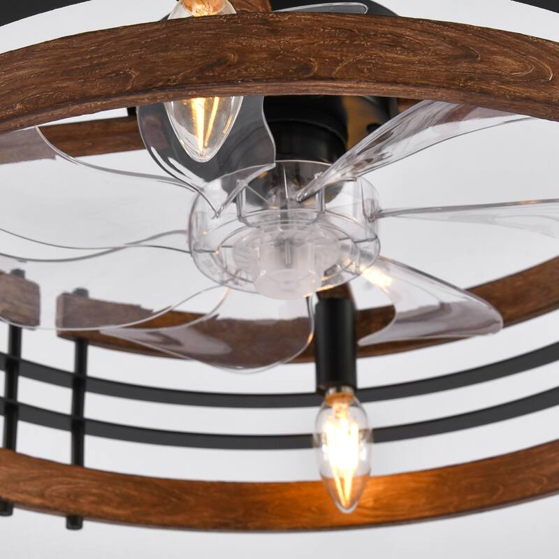 20 Inch 7-Blade Caged Ceiling Fan with Light and Remote