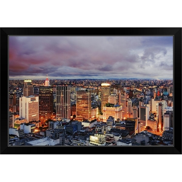 "Sao Paulo skyline at dusk" Black Framed Print