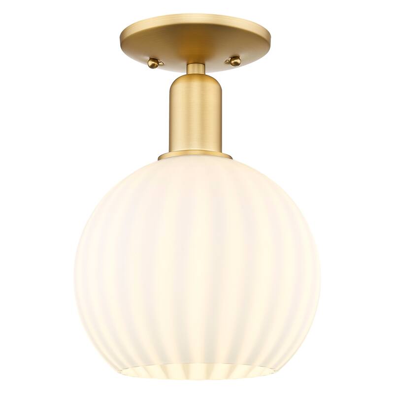 Innovations Lighting Endless Possibilities Arcadia - White Venetian - 1 Light 8" Semi-Flush Mount - Satin Gold