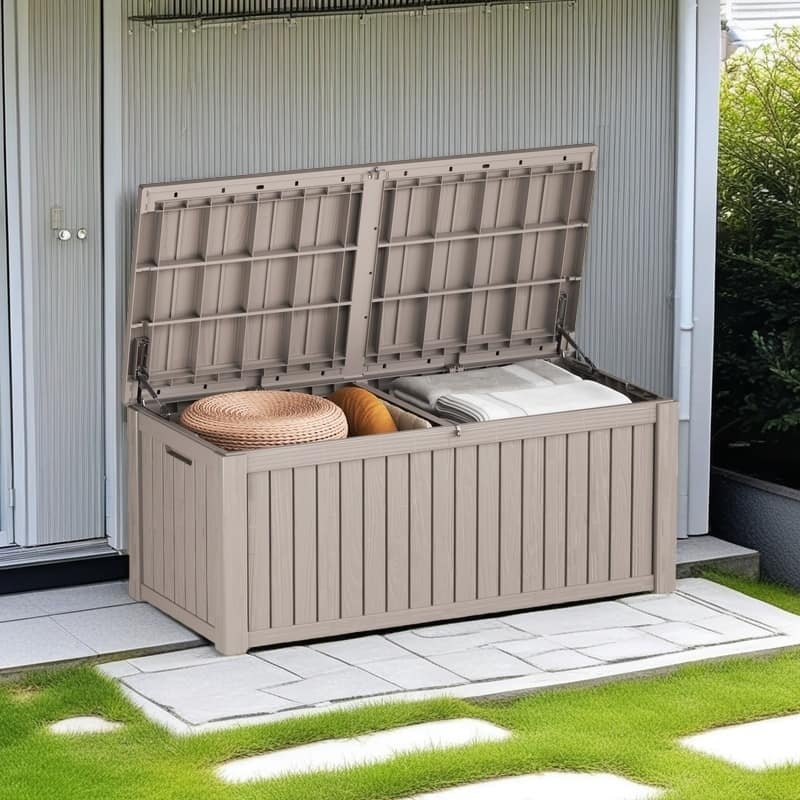 Momei 180 Gallons Large Resin Water Resistant Patio Storage Box