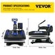 preview thumbnail 9 of 16, VEVOR Heat Press Machine 15x15in 8in1 Heat Press 800W Sublimation Machine 360° Rotation Swing-Away Heat Press