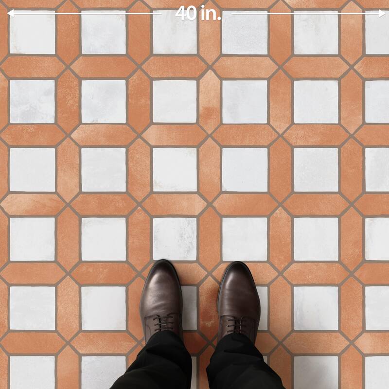 Merola Tile Picket Arendel Terra with White Square 14-5/8" x 22-1/2" Porcelain Floor and Wall Tile