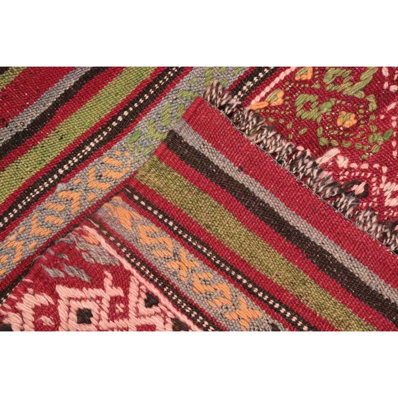 Hand Woven Oriental 100% Wool Carpet Southwestern Tribal Multi-Colored Kilim Area Rug - 7' 0'' X 4' 7''