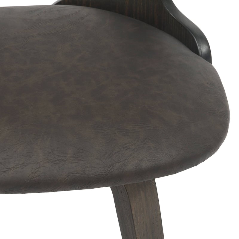 Dining Chairs Round Leather Seat with Solid Wood Legs Accent Arm Chair Modern Cut-Out Design