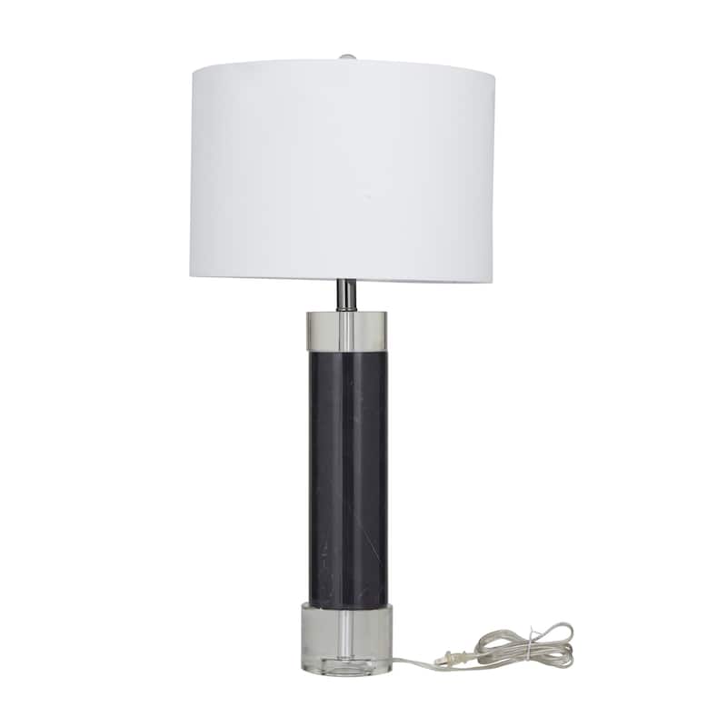 Black Marble Slender Stand Room Table Lamp with Drum Shade