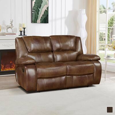 Baron Leather Match Double Reclining Loveseat