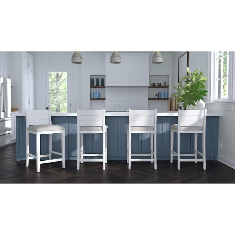 Hillsdale Furniture Fowler Upholstered Wood Stool, Sea White