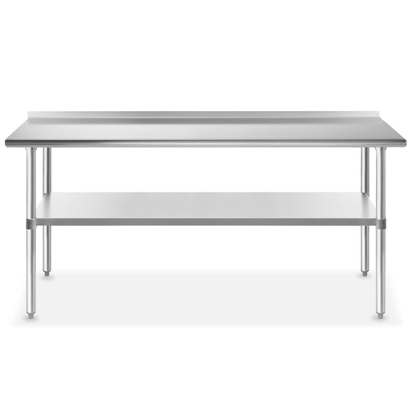 72 x 24in NSF Stainless Steel Prep Table with Backsplash