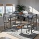 preview thumbnail 2 of 13, Modern L-Shaped Twin Size Metal Loft Bed with Two Built-in Desks, 2 Beds in 1, Sturdy Construction & Safety Guaranteed, Black