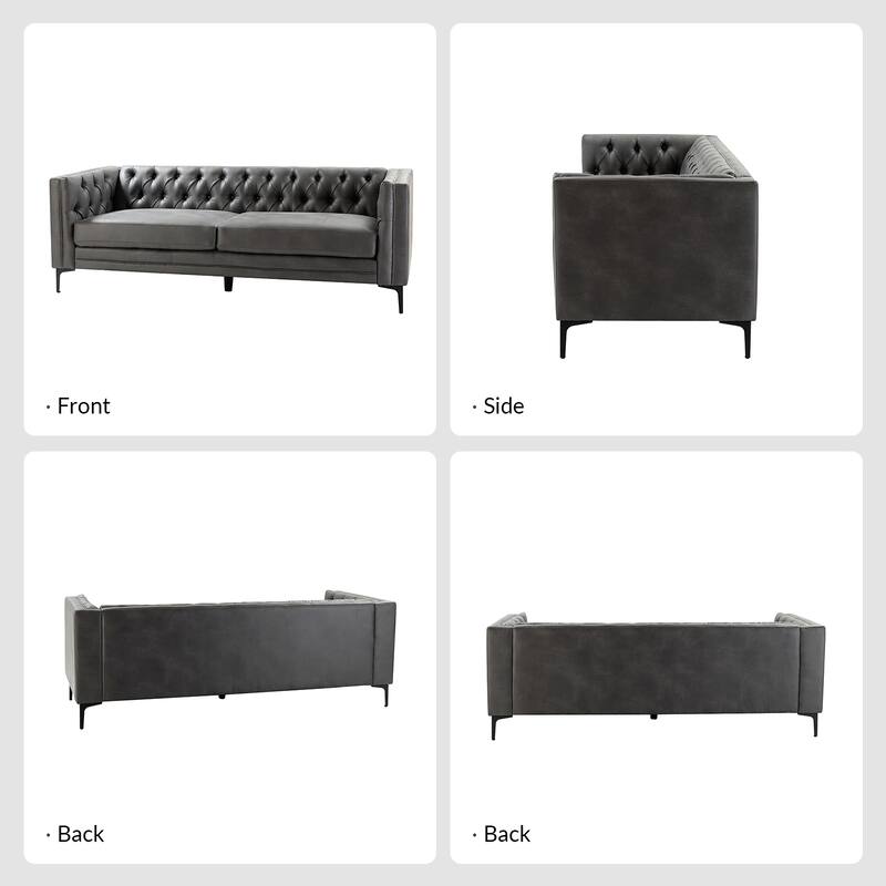 Calymne 84" Classic Square Arms Sofa with Button-Tufted Back by HULALA HOME