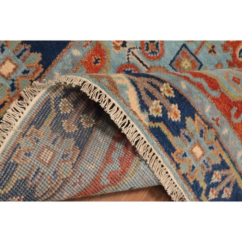 Hand Knotted Oriental 100% Wool Carpet Traditional Medallion Navy Blue & Blues Kazak Area Rug - 5' 11'' X 3' 11''