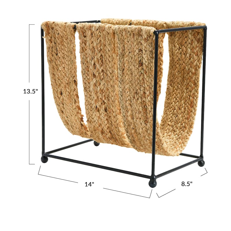 Woven Jute and Metal Magazine Holder