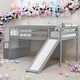 preview thumbnail 1 of 11, Twin Size Loft Bed With Staircase,Storage,Slide,Full-length Guardrails Grey