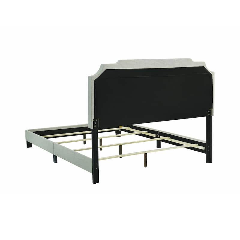 Biruinta Upholstered Panel Bed with Nailhead Trim