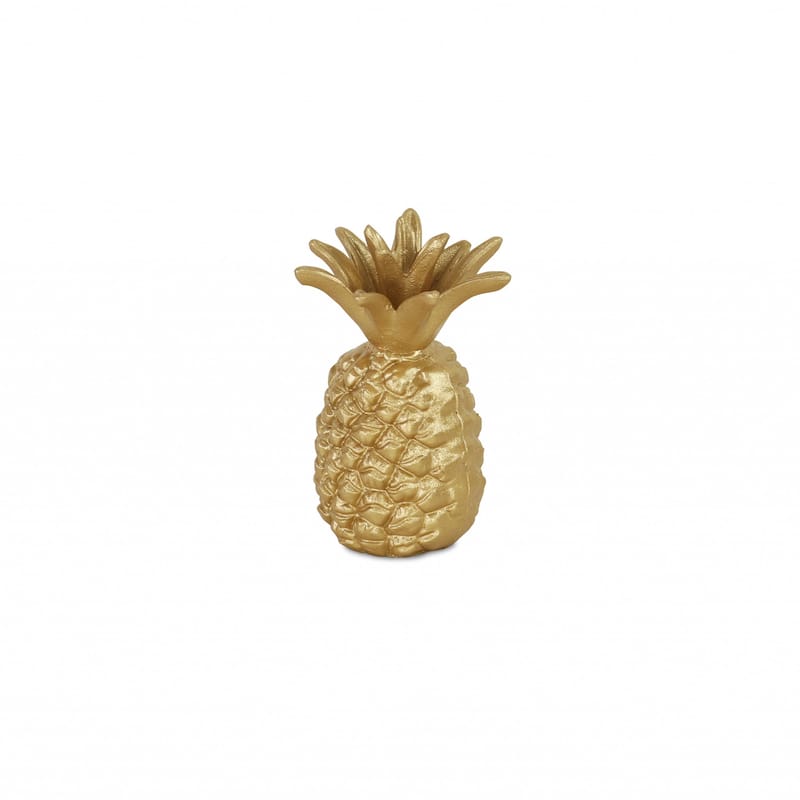 HomeRoots 8" Gold Cast Iron Pineapple Hand Painted Sculpture - 7.5" H x 5" W x 5" D