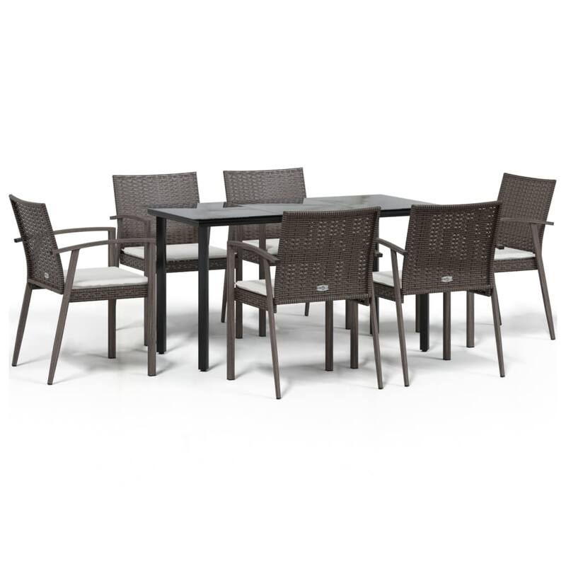 vidaXL 3/5/7/9 Piece Patio Dining Set with Cushions Poly Rattan and Steel