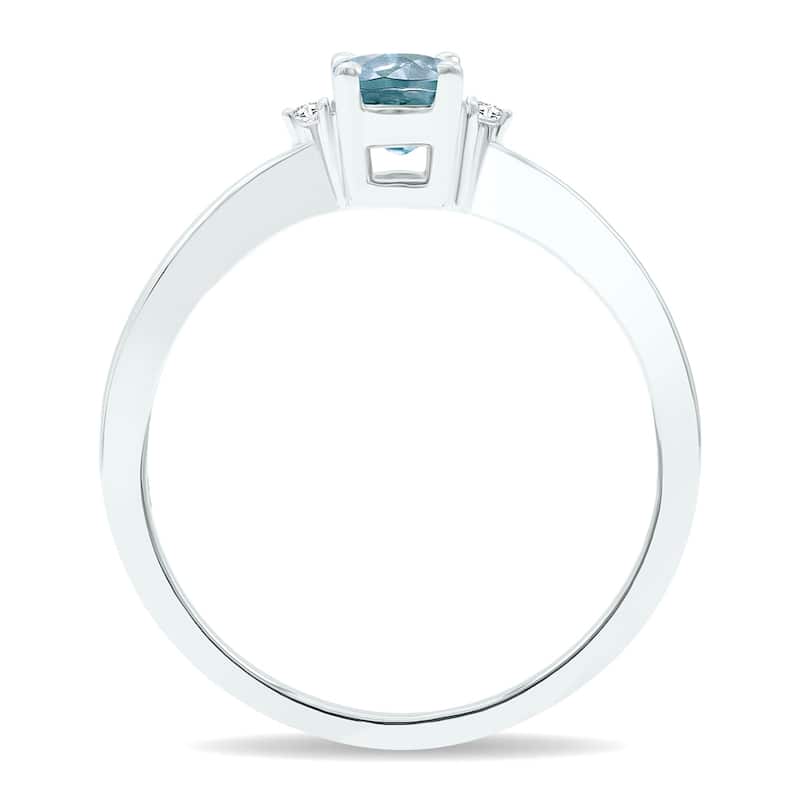 Women's Aquamarine and Diamond Classic Band in 10K White Gold