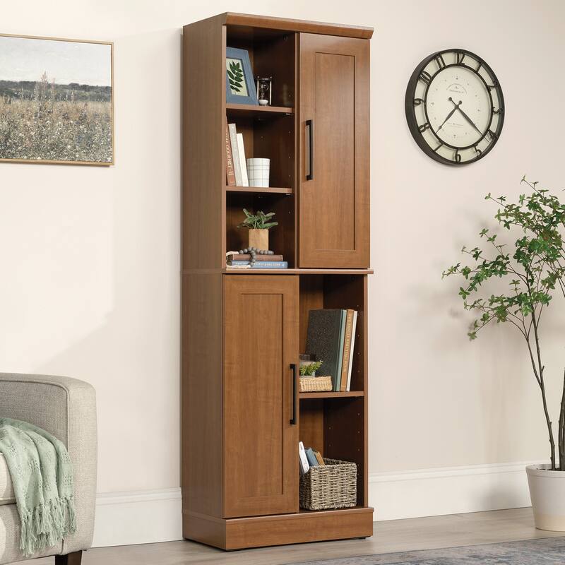 Brown Adjustable Shelf Storage Cabinet Bookcase with Doors for Bathroom Kitchen Laundry Room